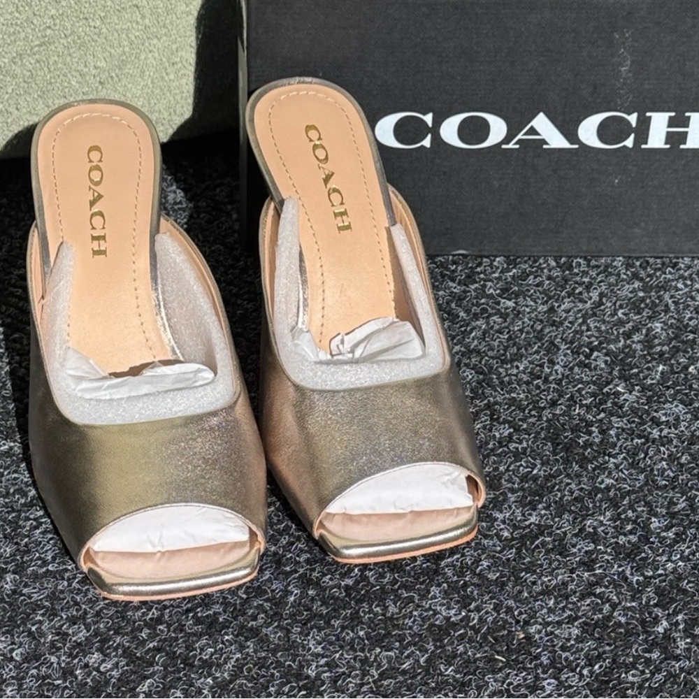 Coach patent leather mules